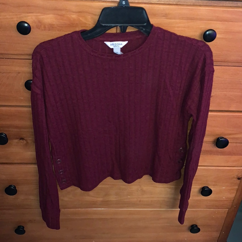 Burgundy Slight Crop Long Sleeve
